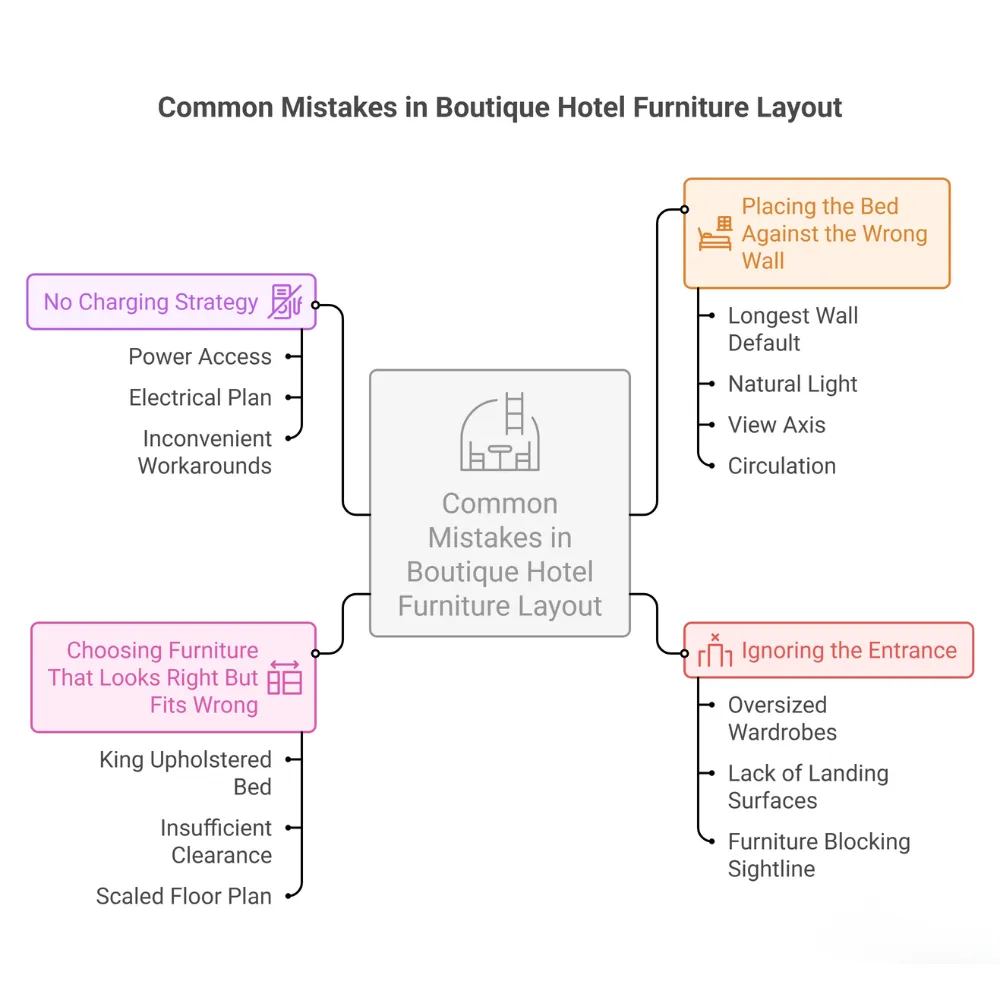 Common mistakes in boutique hotel furniture layout